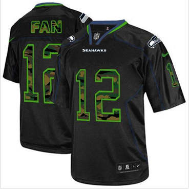 NEW Seattle Seahawks #12 Fan Black NFL Elite Camo Fashion Jersey