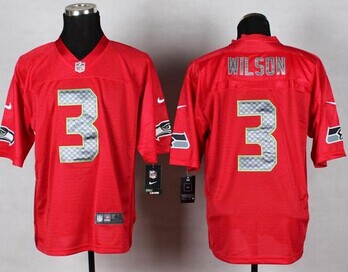 Seattle Seahawks #3 Russell Wilson Red NFL Elite QB Practice Jersey