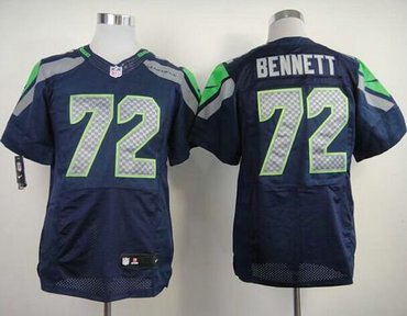 New Seattle Seahawks #72 Michael Bennett Steel Blue Team Color NFL Elite Jersey