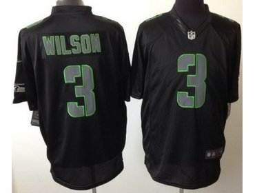 NEW Seattle Seahawks 3 Russell Wilson Black Impact Lmited NFL Jerseys