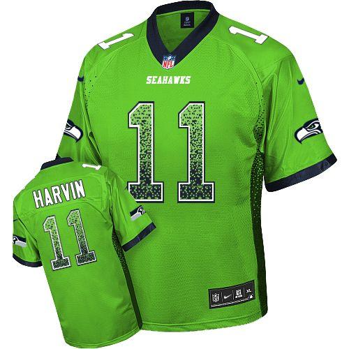 New Seahawks #11 Percy Harvin Green Men's Embroidered NFL Elite Drift Fashion Jersey