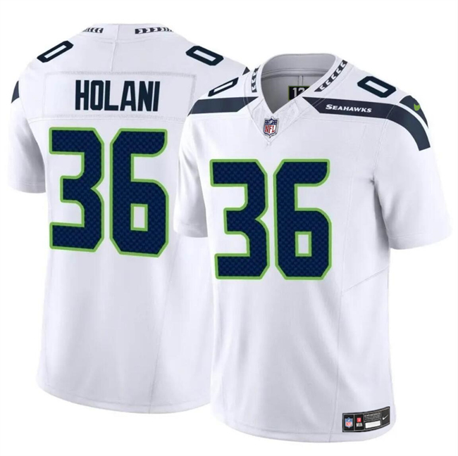 Men's Seattle Seahawks #36 George Holani White 2024 F.U.S.E Vapor Limited Stitched Football Jersey