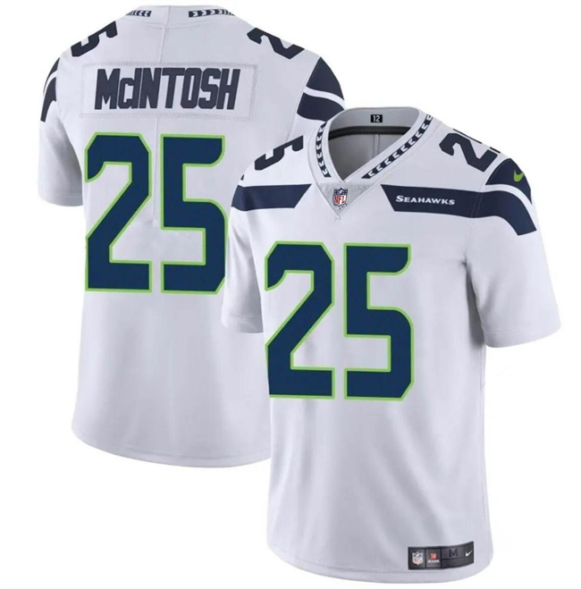 Men's Seattle Seahawks #25 Kenny McIntosh White Vapor Limited Stitched Football Jersey