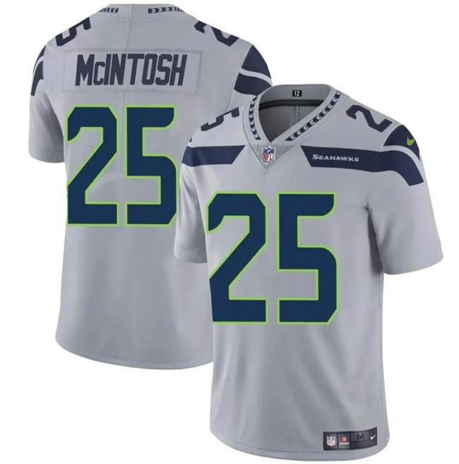 Men's Seattle Seahawks #25 Kenny McIntosh Grey Vapor Limited Stitched Football Jersey