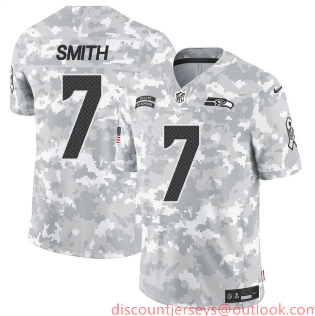 Men's Seattle Seahawks #7 Geno Smith 2024 F.U.S.E Arctic Camo Salute To Service Limited Stitched Football Jersey