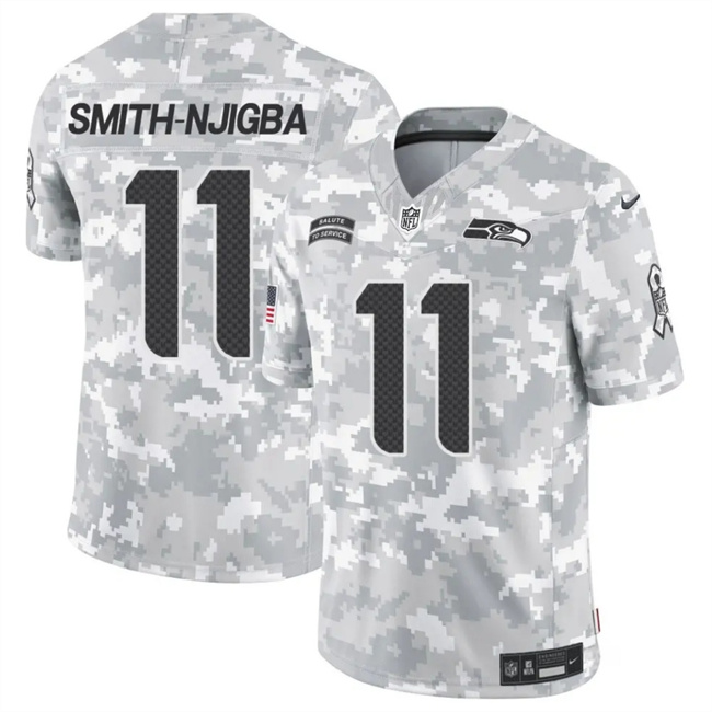 Men's Seattle Seahawks #11 Jaxon Smith-Njigba 2024 F.U.S.E Arctic Camo Salute To Service Limited Stitched Football Jersey