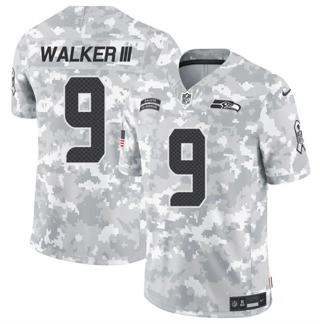 Men's Seattle Seahawks #9 Kenneth Walker III 2024 F.U.S.E Arctic Camo Salute To Service Limited Stitched Football Jersey