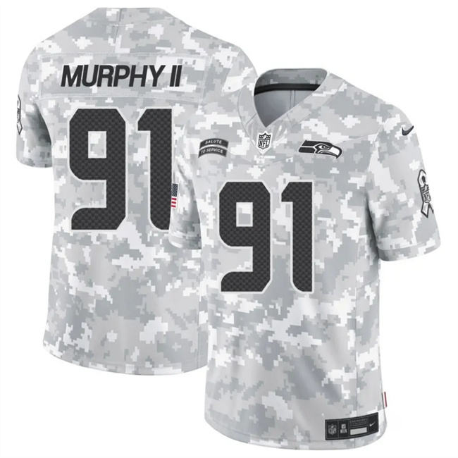 Men's Seattle Seahawks #91 Byron Murphy II 2024 F.U.S.E Arctic Camo Salute To Service Limited Stitched Football Jersey