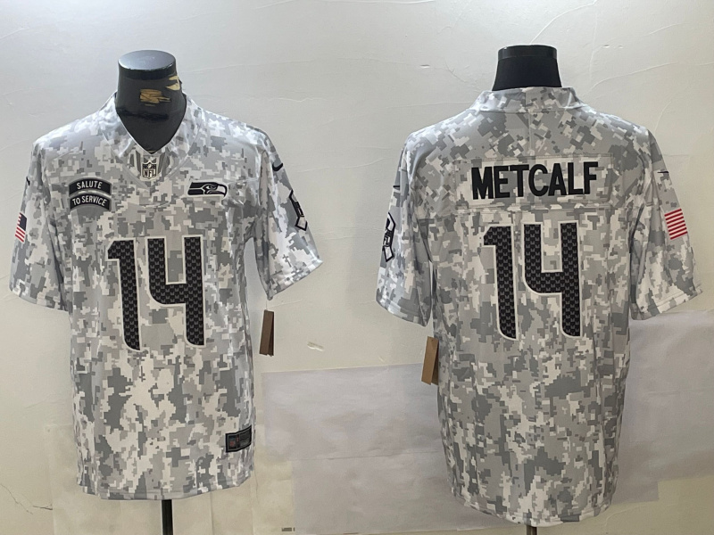 Men's Seattle Seahawks #14 DK Metcalf 2024 F.U.S.E Arctic Camo Salute To Service Limited Stitched Football Jersey