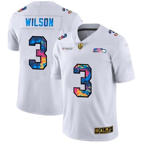 Seattle Seahawks #3 Russell Wilson White 2020 Crucial Catch Jersey