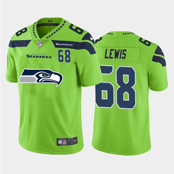 Nike Seahawks 68 Damien Lewis Green Team Big Logo Number Vapor Untouchable Limited Jersey