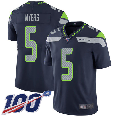 Men's Seahawks #5 Jason Myers Navy Blue Vapor Untouchable Limited Home 100th Season