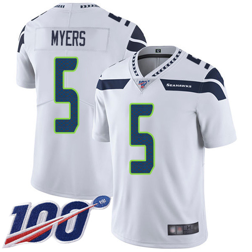 Men's Seahawks #5 Jason Myers White Vapor Untouchable Limited 100th Season