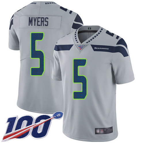 Men's Seahawks #5 Jason Myers Gray Vapor Untouchable Limited 100th Season