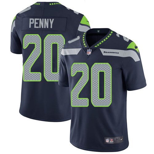 Nike Seahawks 20 Rashaad Penny Navy Vapor Untouchable Limited Jersey