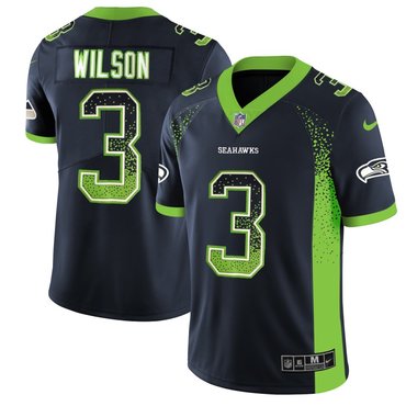 Nike Seahawks 3 Russell Wilson Navy Drift Fashion Limited Jersey