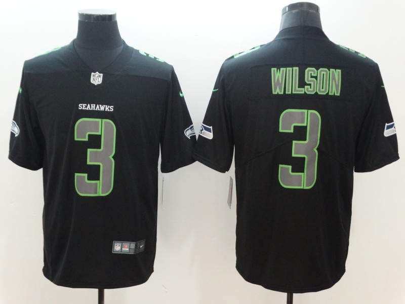 Nike Seahawks 3 Russell Wilson Black Impact Limited Jersey