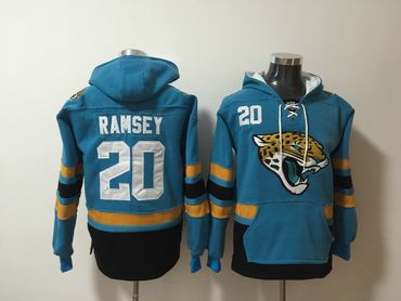 Nike Jaguars 20 Jalen Ramsey Teal All Stitched Hooded Sweatshirt