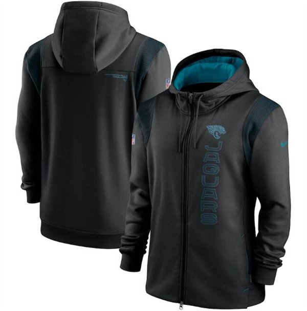 Men's Jacksonville Jaguars 2021 Black Sideline Team Performance Full-Zip Hoodie