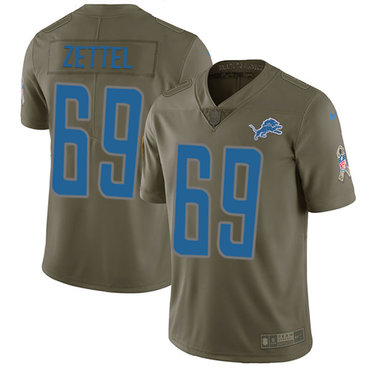 Nike Lions #69 Anthony Zettel Olive Men's Stitched NFL Limited 2017 Salute To Service Jersey