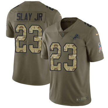 Nike Lions #23 Darius Slay Jr Olive Camo Men's Stitched NFL Limited 2017 Salute To Service Jersey