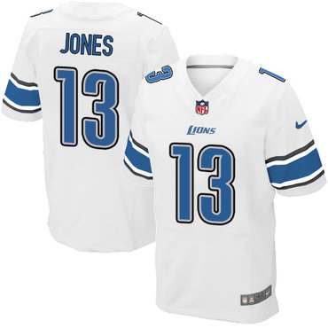 Nike Lions #13 T.J. Jones White Men's Stitched NFL Elite Jersey