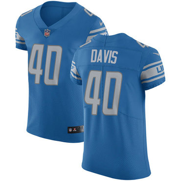 Nike Lions #40 Jarrad Davis Blue Team Color Men's Stitched NFL Vapor Untouchable Elite Jersey