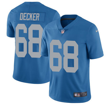 Nike Lions #68 Taylor Decker Blue Throwback Men's Stitched NFL Limited Jersey