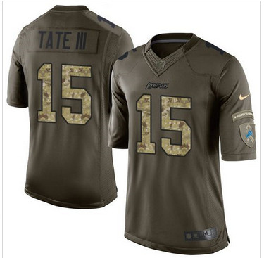 Nike Detroit Lions #15 Golden Tate III Green Men's Stitched NFL Limited Salute To Service Jersey