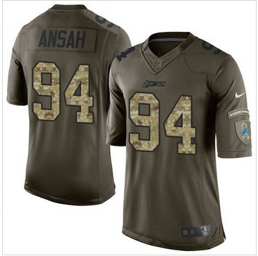 Nike Detroit Lions #94 Ziggy Ansah Green Men's Stitched NFL Limited Salute To Service Jersey