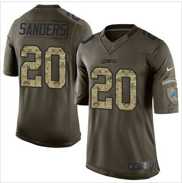 Nike Detroit Lions #20 Barry Sanders Green Men's Stitched NFL Limited Salute to Service Jersey