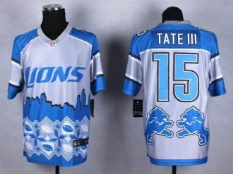 Nike Detroit Lions #15 Golden Tate III Blue NFL Elite Noble Fashion Jersey