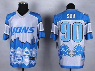 Nike Detroit Lions #90 Ndamukong Suh Blue NFL Elite Noble Fashion Jersey