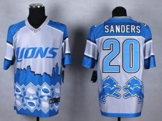 Nike Detroit Lions #20 Barry Sanders Blue NFL Elite Noble Fashion Jersey