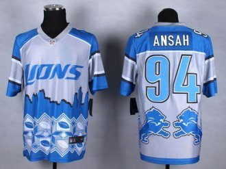 Nike Detroit Lions #94 Ziggy Ansah Blue NFL Elite Noble Fashion Jersey