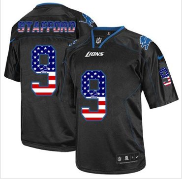 NEW Detroit Lions #9 Matthew Stafford Black NFL Elite USA Flag Fashion Jersey