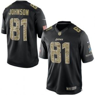 Detroit Lions #81 Calvin Johnson Nike Black Salute To Service Jersey