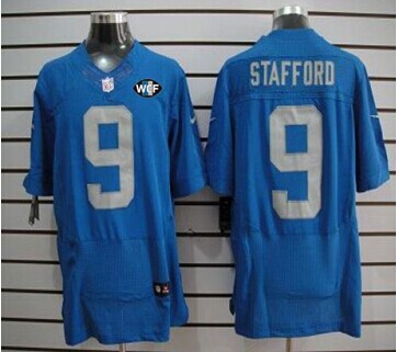 NEW Lions #9 Matthew Stafford Blue Alternate With WCF Patch Throwback Jersey