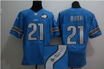 NEW Lions #21 Reggie Bush Blue Team Color With WCF Patch Autographed Jersey