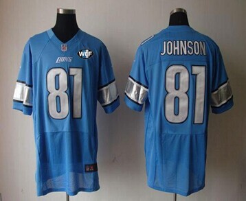 NEW Lions #81 Calvin Johnson Lights Out Black With WCF Patch Jersey (1)