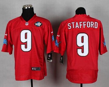 NEW Lions #9 Matthew Stafford Red With WCF Patch QB Practice Jersey