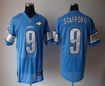 NEW Lions #9 Matthew Stafford Blue Team Color With WCF Patch Jersey