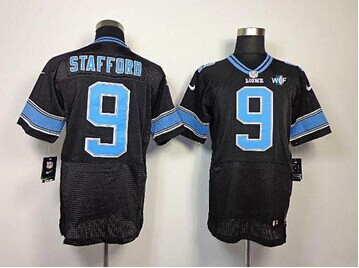 NEW Lions #9 Matthew Stafford Black Alternate With WCF Patch Jersey