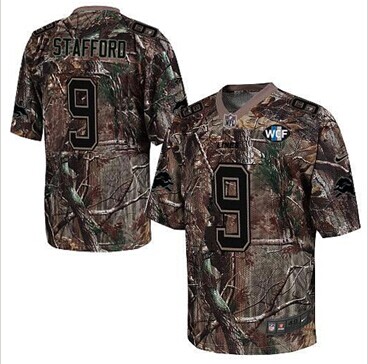 NEW Lions #9 Matthew Stafford Camo Realtree With WCF Patch Jersey