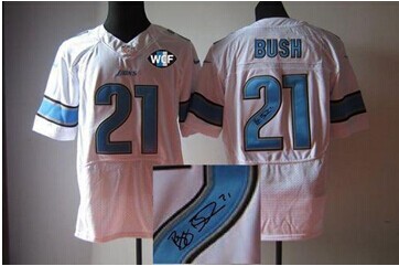 NEW Lions #21 Reggie Bush White With WCF Patch Autographed Jersey