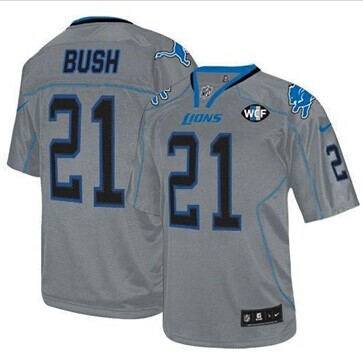 NEW Lions #21 Reggie Bush Lights Out Grey With WCF Patch Jersey