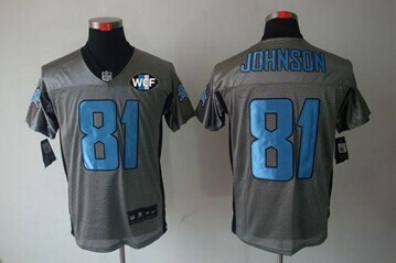 NEW Lions #81 Calvin Johnson Grey Shadow With WCF Patch Jersey