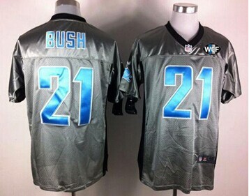 NEW Lions #21 Reggie Bush Grey Shadow With WCF Patch Jersey