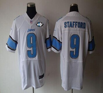 NEW Lions #9 Matthew Stafford White With WCF Patch Jersey