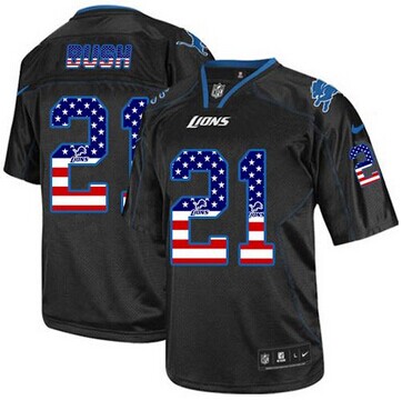 NEW Detroit Lions #21 Reggie Bush Black NFL Elite USA Flag Fashion Jersey